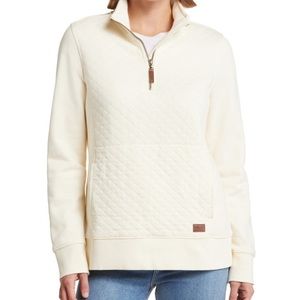 L.L. Bean Quilted Quarter Zip Pullover - Cream